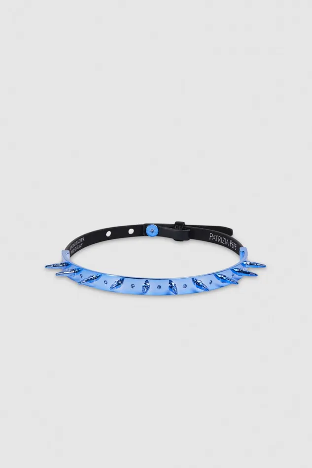Patrizia Pepe Studded Leather Choker Blue Blue Soul Accessories