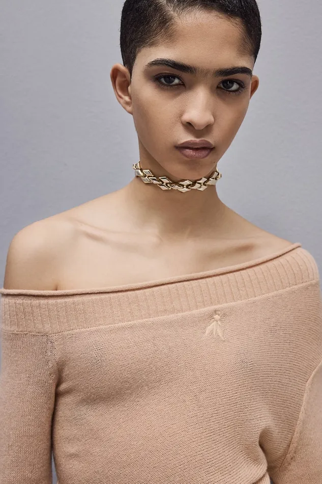 Patrizia Pepe Wool Sweater With Wide Neckline Beige Biscuit Beige Apparel Sweaters