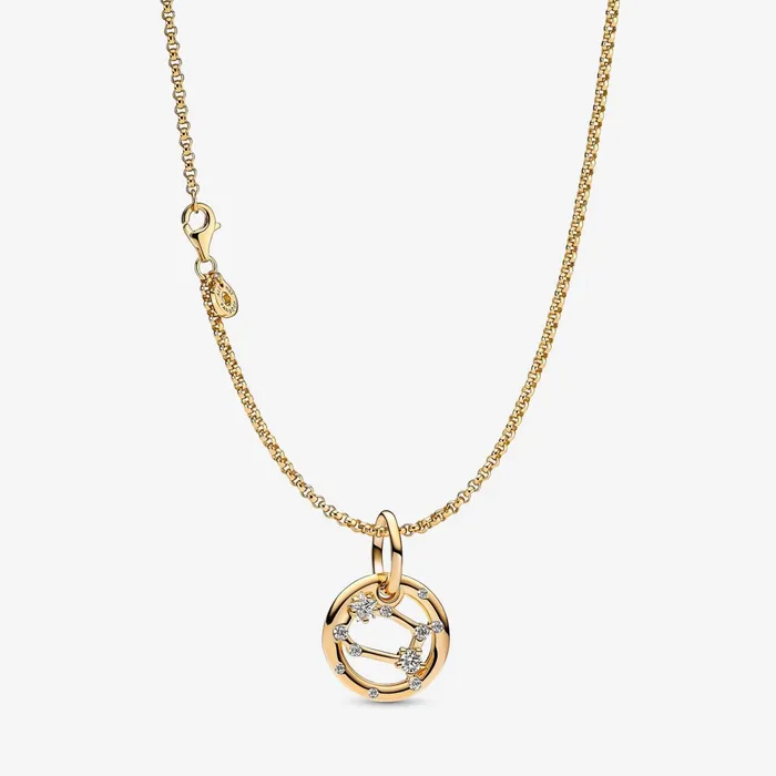 Pendant Necklaces Women Pandora 14K Gold Plated Gemini Zodiac Necklace