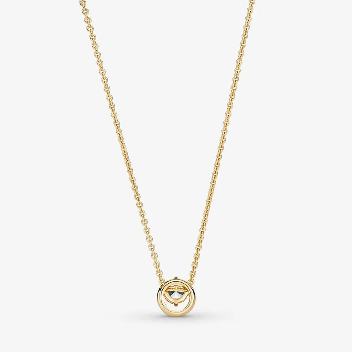 Pendant Necklaces Women Pandora Sparkling Round Halo Pendant Collier Necklace