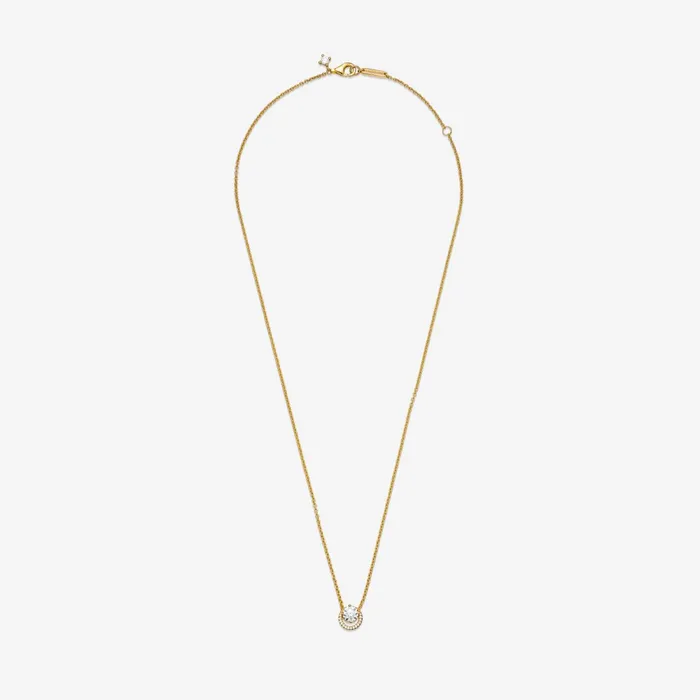 Pendant Necklaces Women Pandora Sparkling Round Halo Pendant Collier Necklace