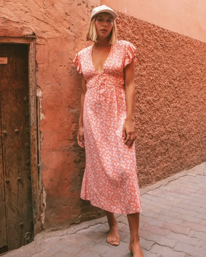 Picnic Date Midi Dress Flamingo Women Billabong Midi Dresses