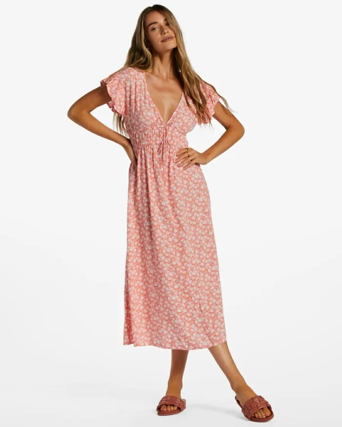 Picnic Date Midi Dress Flamingo Women Billabong Midi Dresses
