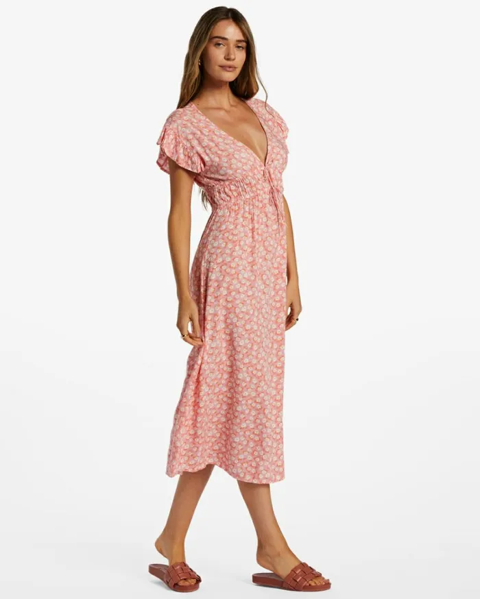 Picnic Date Midi Dress Flamingo Women Billabong Midi Dresses