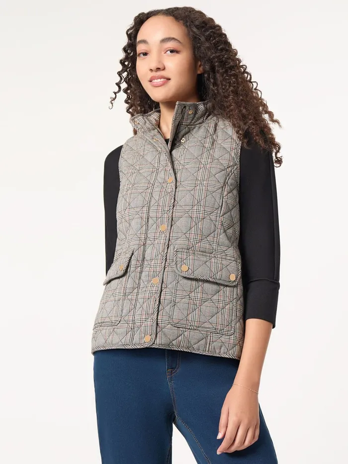 Plaid Quilted Puffer Vest Women Jones New York Sale Plaid Quilted Puffer Vest Women Jones New York Sale