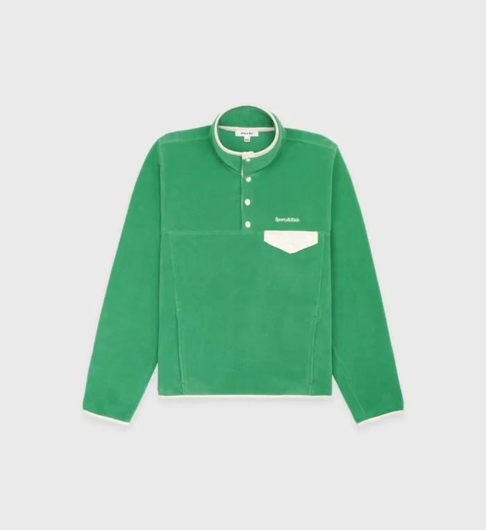 Polar Fleece And Sherpa Women Sporty and Rich Buttoned Polar Sweatshirt 8211 KellyCream