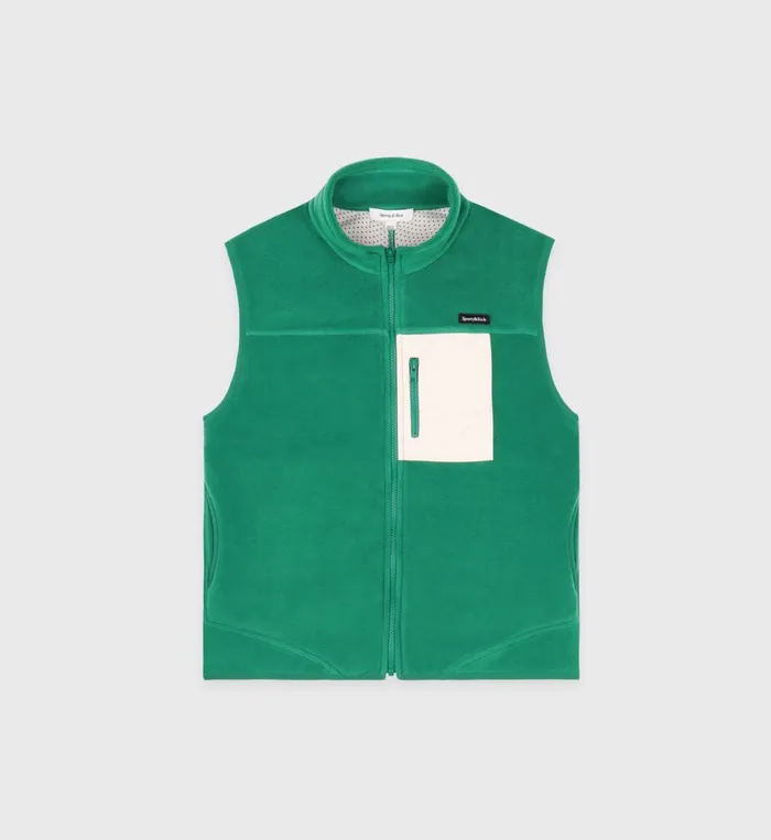 Polar Fleece And Sherpa Women Sporty and Rich Zipped Polar Vest 8211 GreenCream