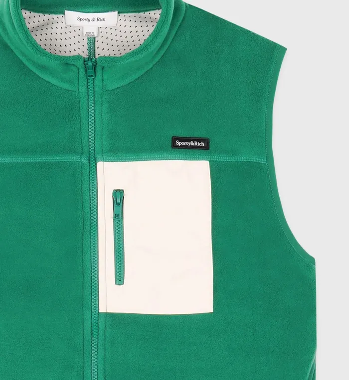 Polar Fleece And Sherpa Women Sporty and Rich Zipped Polar Vest 8211 GreenCream