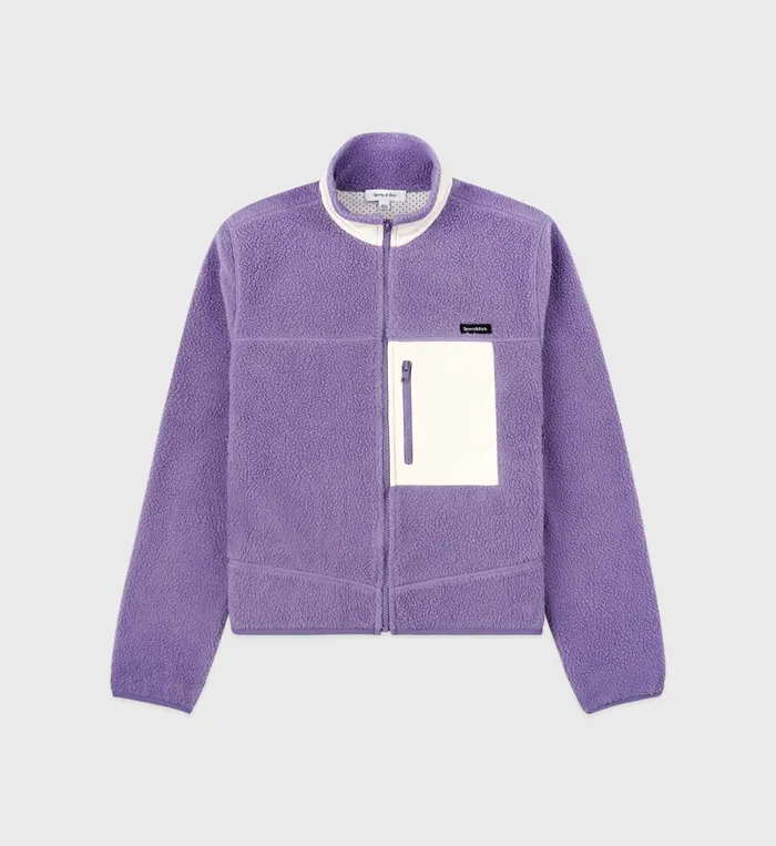 Polar Fleece And Sherpa Women Sporty and Rich Zipped Sherpa Jacket 8211 EggplantCream