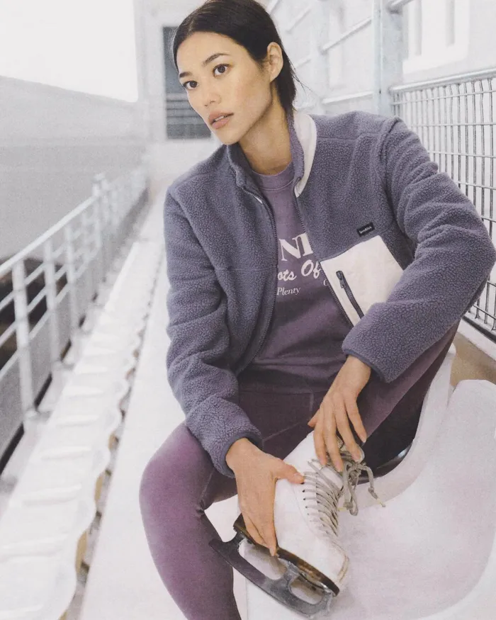 Polar Fleece And Sherpa Women Sporty and Rich Zipped Sherpa Jacket 8211 EggplantCream