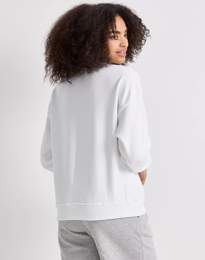 Powerblend Crewneck Sweatshirt Script Logo White Women Champion Hoodies and Sweatshirts
