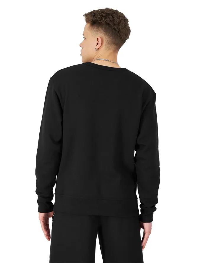 Powerblend Crewneck Sweatshirt Winged Foot Patch Logo Black Men Champion Hoodies and Sweatshirts