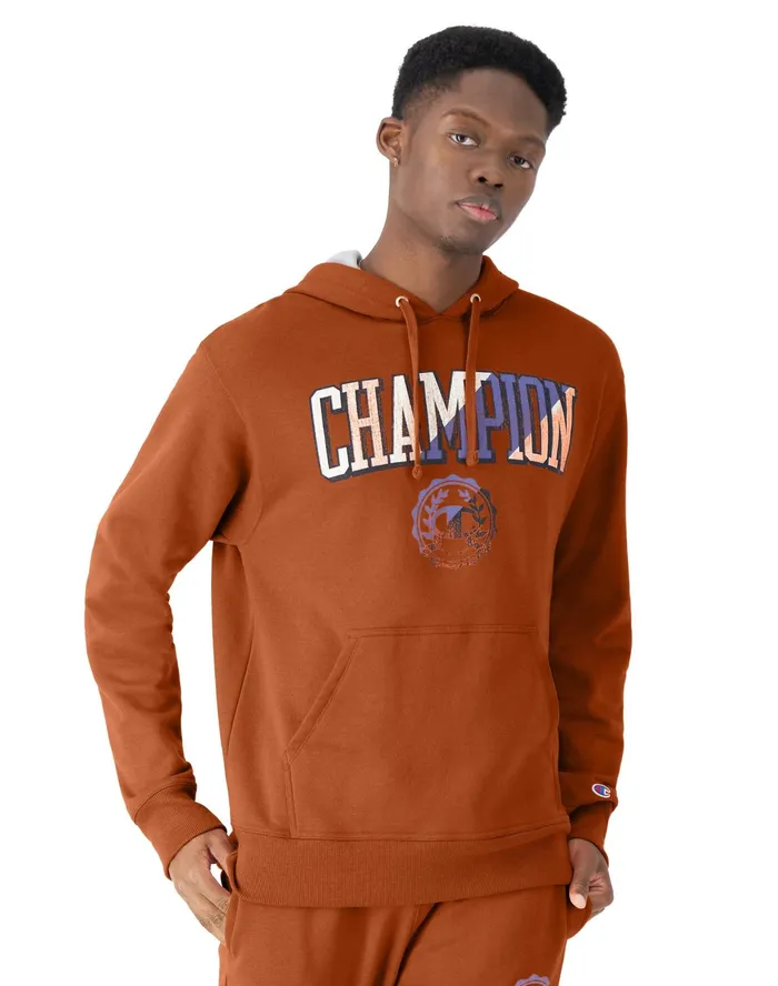 Powerblend Fleece Hoodie Crest Logo Texas Orange Men Champion Hoodies and Sweatshirts
