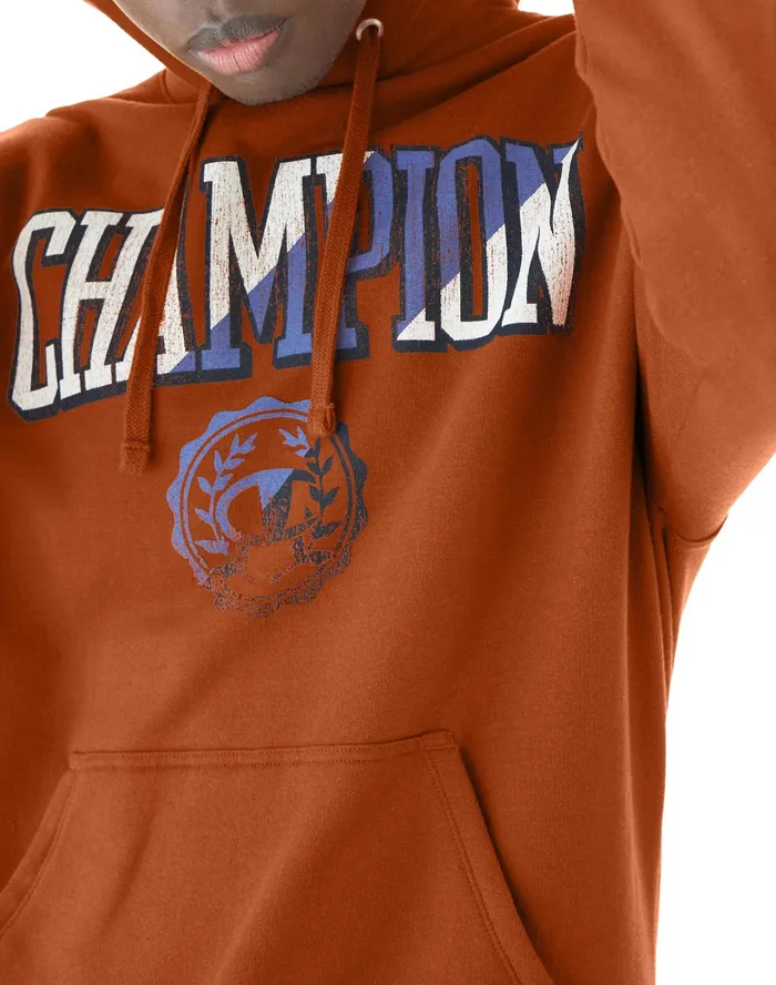 Powerblend Fleece Hoodie Crest Logo Texas Orange Men Champion Hoodies and Sweatshirts