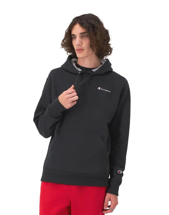 Powerblend Hoodie Classic Script Logo Black Men Champion Hoodies and Sweatshirts