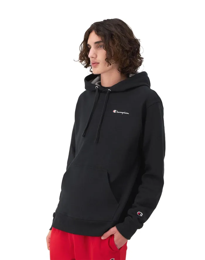 Powerblend Hoodie Classic Script Logo Black Men Champion Hoodies and Sweatshirts