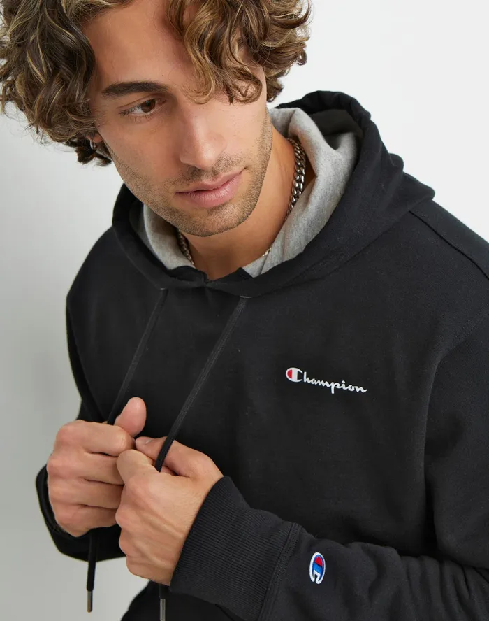 Powerblend Hoodie Classic Script Logo Black Men Champion Hoodies and Sweatshirts