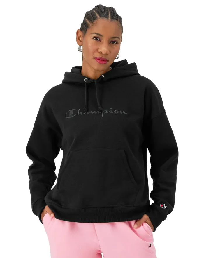 Powerblend Hoodie Relaxed Full Embroidered Script Logo Black Women Champion Hoodies and Sweatshirts Powerblend Hoodie Relaxed Full Embroidered Script Logo Black Women Champion Hoodies and Sweatshirts
