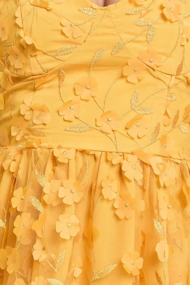 Prague Mini Dress 8211 Strappy Embroidered Tulle Bustier Dress In Marigold Women Showpo Dresses