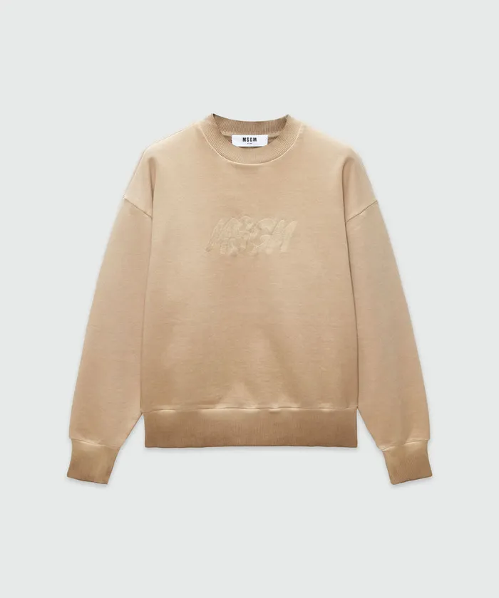 PreWashed Jersey Sweatshirt With Embroidered Logo Women MSGM Hoodies And Sweatshirts
