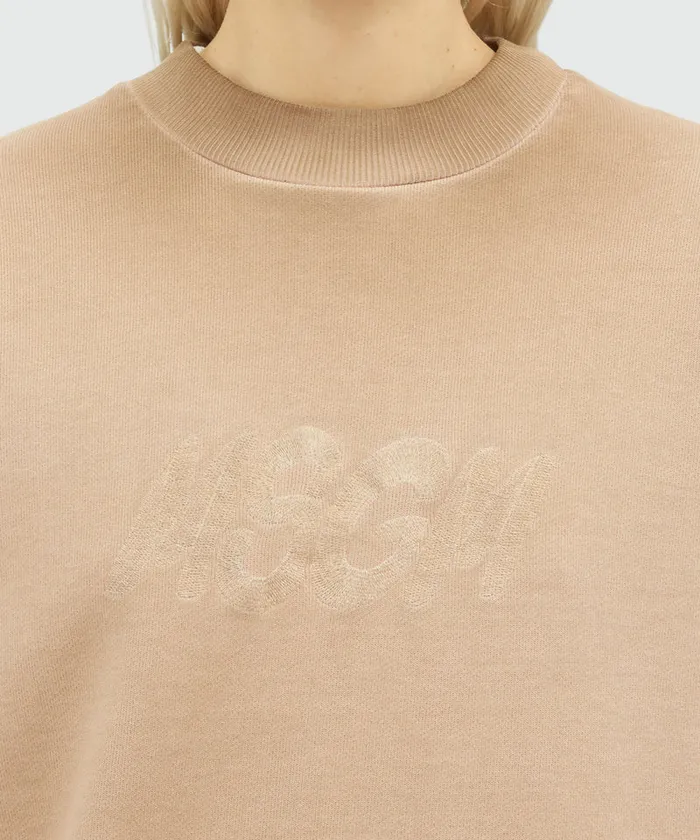PreWashed Jersey Sweatshirt With Embroidered Logo Women MSGM Hoodies And Sweatshirts