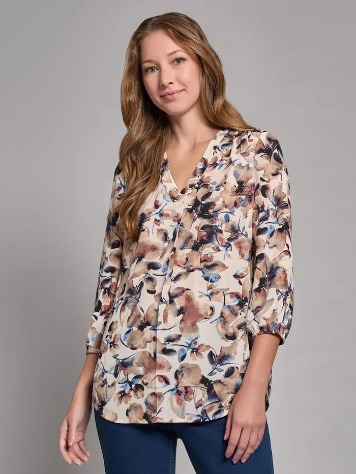 Print VNeck Pleated Kelly Blouse Women Jones New York Tops and Blouses Print VNeck Pleated Kelly Blouse Women Jones New York Tops and Blouses