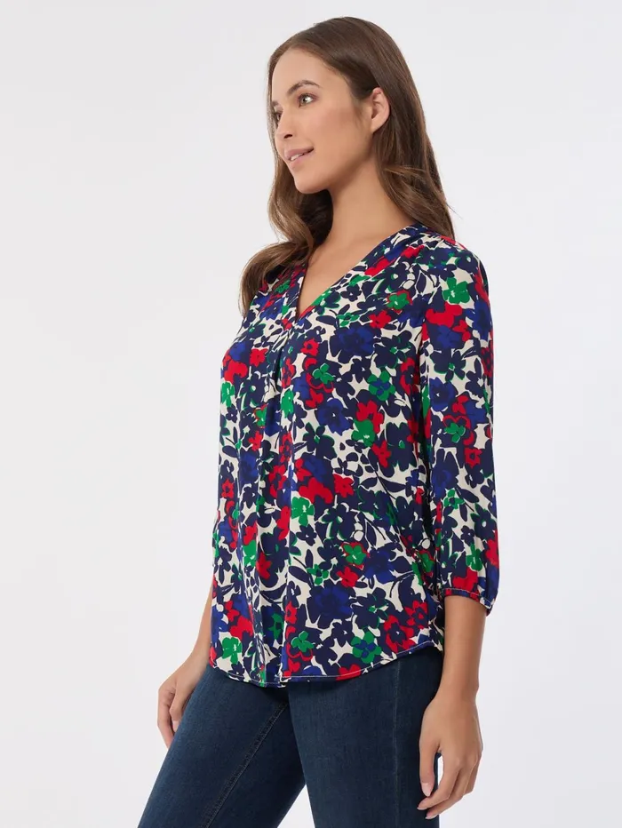 Printed VNeck Pleated Kelly Blouse Women Jones New York Tops and Blouses Printed VNeck Pleated Kelly Blouse Women Jones New York Tops and Blouses