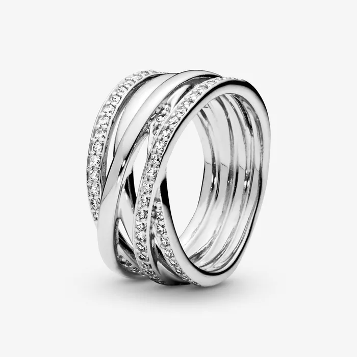 Promise Rings Women Pandora Sparkling and Polished Lines Ring Sterling Silver