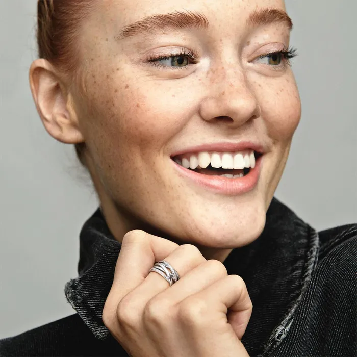 Promise Rings Women Pandora Sparkling and Polished Lines Ring Sterling Silver