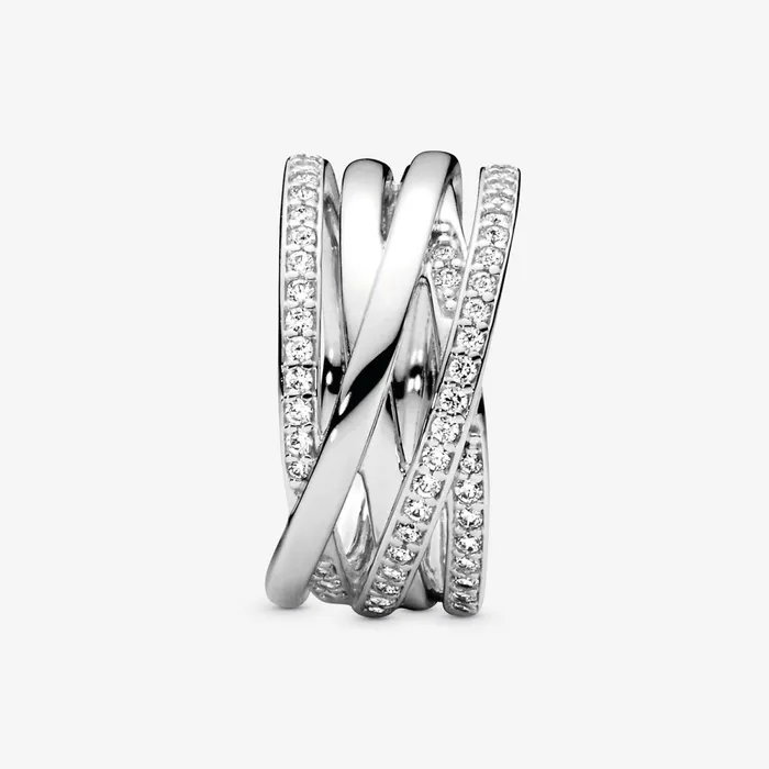 Promise Rings Women Pandora Sparkling and Polished Lines Ring Sterling Silver
