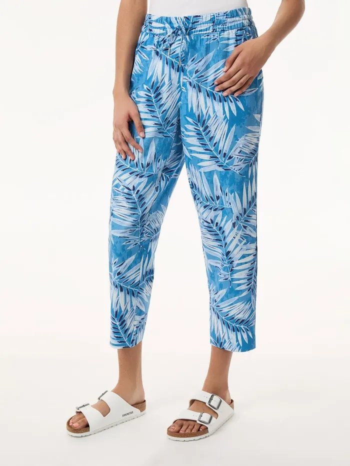 Pull On Drawstring Cropped Trouser Printed Linen Women Jones New York Pants and Skirts Pull On Drawstring Cropped Trouser Printed Linen Women Jones New York Pants and Skirts