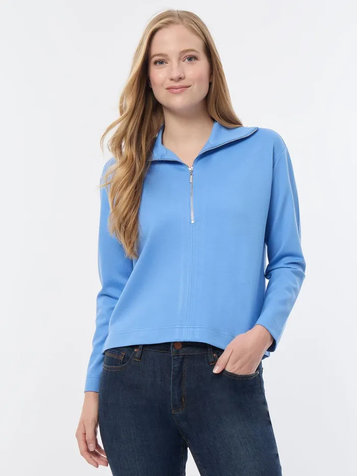 Quarter Zip PullOver Top Serenity Knit Women Jones New York Tops and Blouses