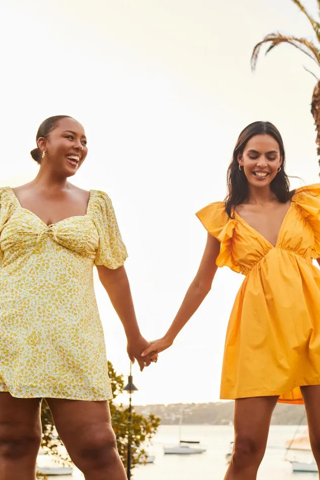 Raiza Mini Dress 8211 Ruffle Sleeve Tie Back Plunge Dress In Marigold Women Showpo Dresses