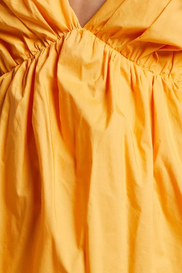 Raiza Mini Dress 8211 Ruffle Sleeve Tie Back Plunge Dress In Marigold Women Showpo Dresses