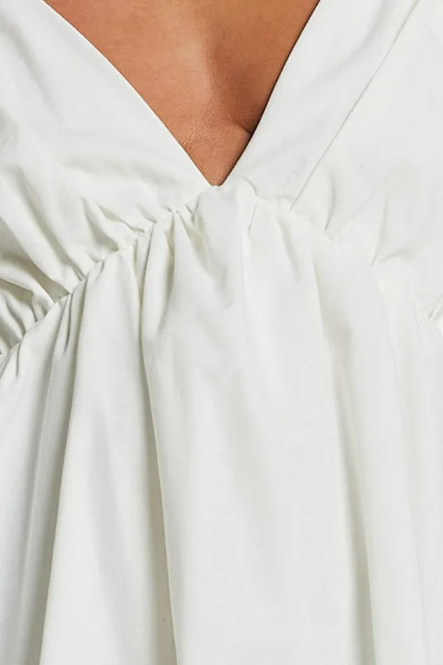 Raiza Mini Dress 8211 Ruffle Sleeve Tie Back Plunge Dress In Off White Women Showpo Curve Clothes