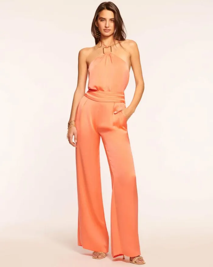 Ramy Brook Bottoms Women Joss Wide Leg Pant Tropic Orange