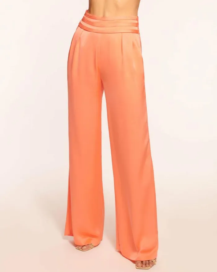 Ramy Brook Bottoms Women Joss Wide Leg Pant Tropic Orange