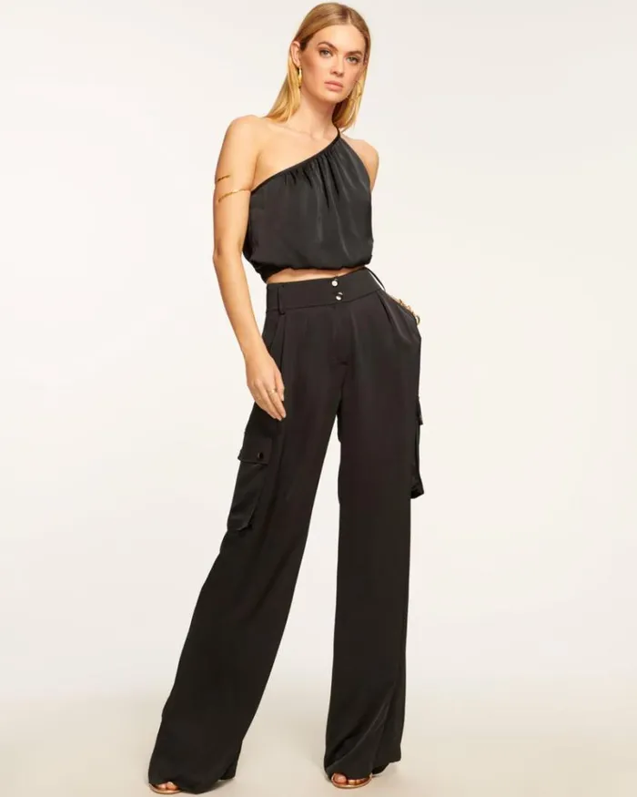 Ramy Brook Bottoms Women Rumer Wide Leg Cargo Pant Black