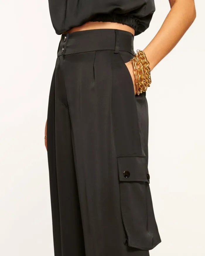 Ramy Brook Bottoms Women Rumer Wide Leg Cargo Pant Black