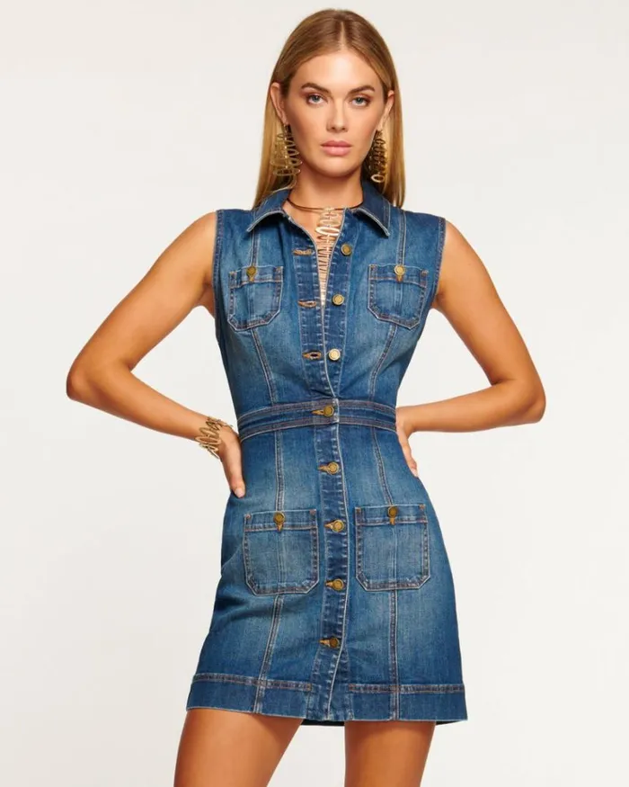 Ramy Brook Denim Women Juliet Denim Mini Dress Medium Wash