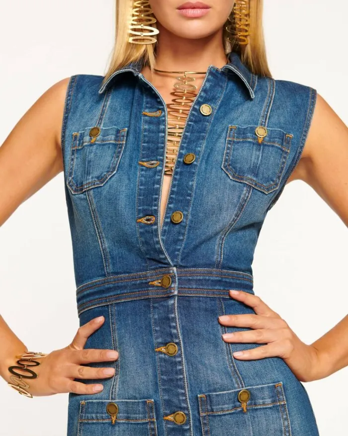 Ramy Brook Denim Women Juliet Denim Mini Dress Medium Wash