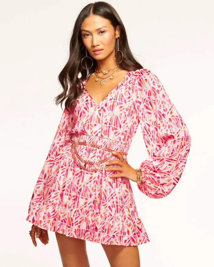 Ramy Brook Dresses Women Ambra Smocked Mini Dress Rose Tile