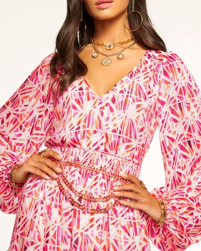 Ramy Brook Dresses Women Ambra Smocked Mini Dress Rose Tile