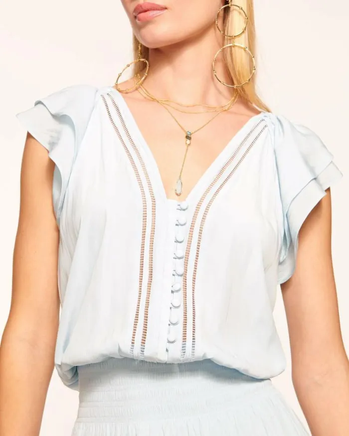 Ramy Brook Dresses Women Lola Ruffle Mini Dress Crystal Blue