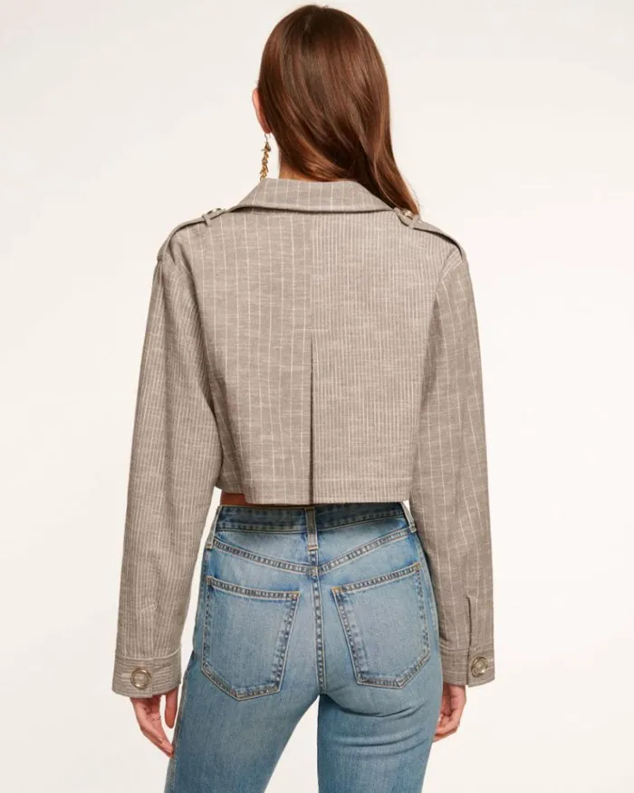 Ramy Brook Jackets Women Annika Cropped Blazer Sandstone Stripe