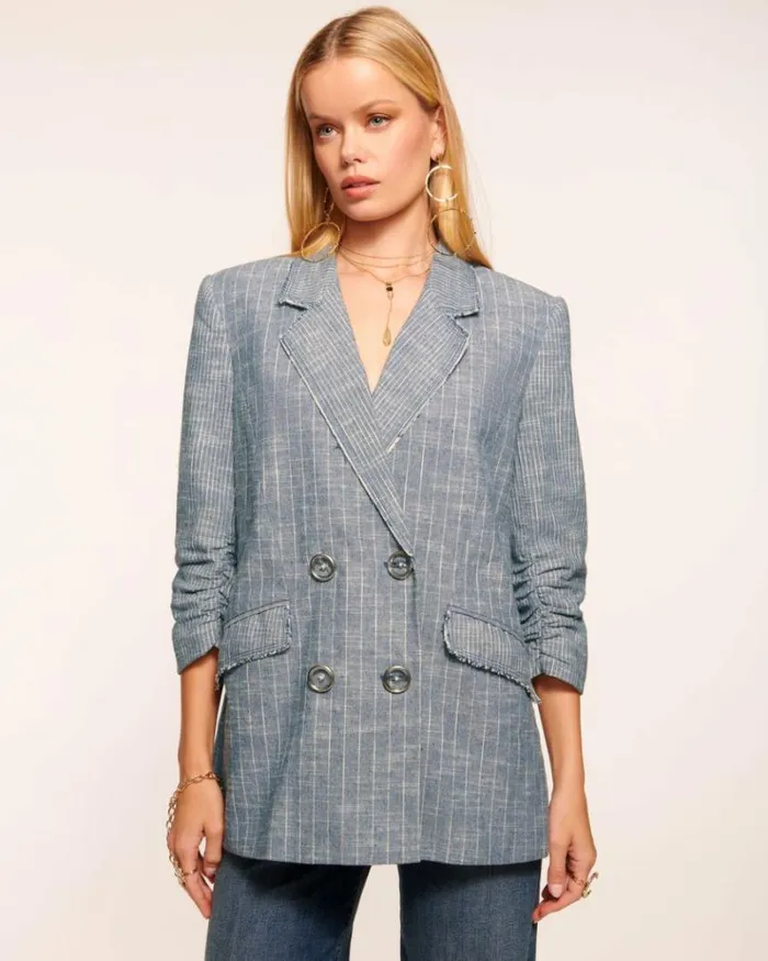 Ramy Brook Jackets Women Lilianna Boyfriend Blazer Indigo Stripe