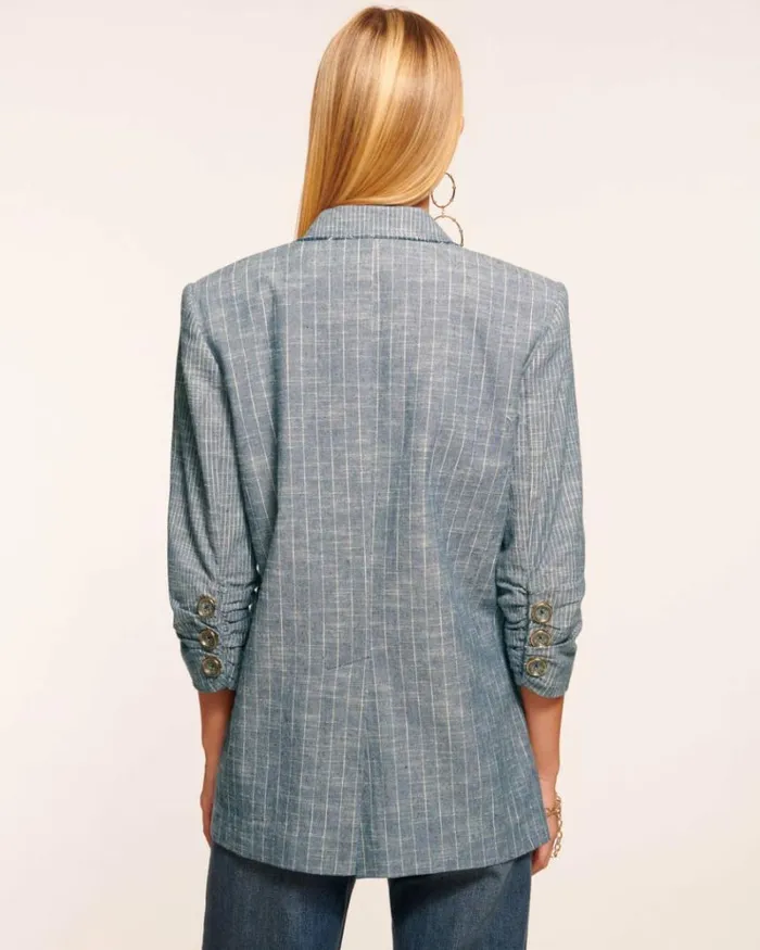 Ramy Brook Jackets Women Lilianna Boyfriend Blazer Indigo Stripe