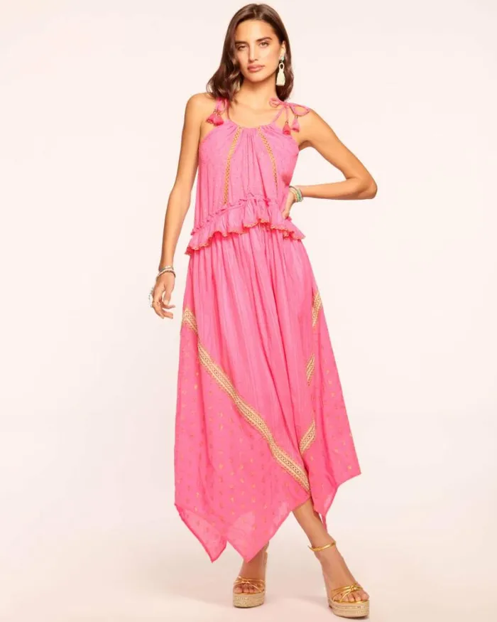 Ramy Brook Swim and Coverups Women Alma Embellished Coverup Maxi Dress Pink Lurex