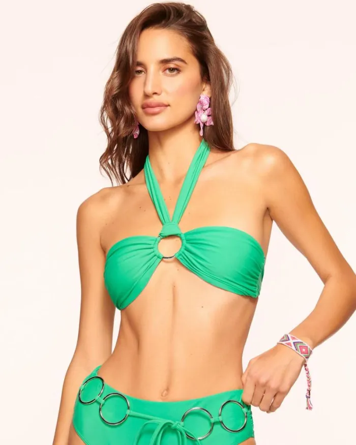 Ramy Brook Swim and Coverups Women Marie Halter Bikini Top Palm Green