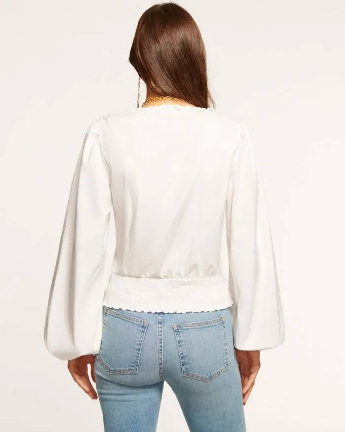Ramy Brook Tops Women Elisa Poplin Long Sleeve Blouse White